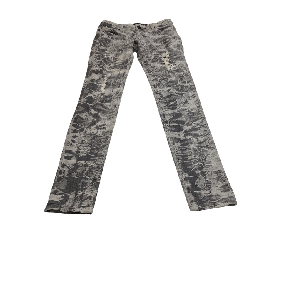 Celebrity Pink‎ Skinny Jeans Grey Acid Wash Tie Dye Distressed Studded Size 3